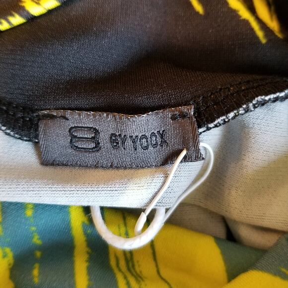 8 by Yoox NWT Womens Abstract Print Long Sleeve Turtle Neck Black Yellow Blue XL - Picture 3 of 8